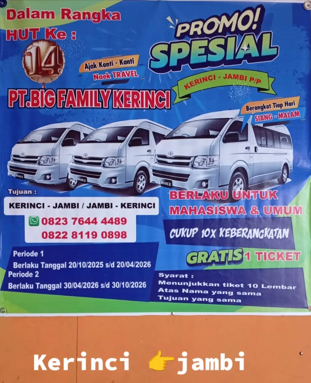 Big Family Travel Kerinci Hadir dengan Promo Spesial: Beli 10 Tiket Gratis 1