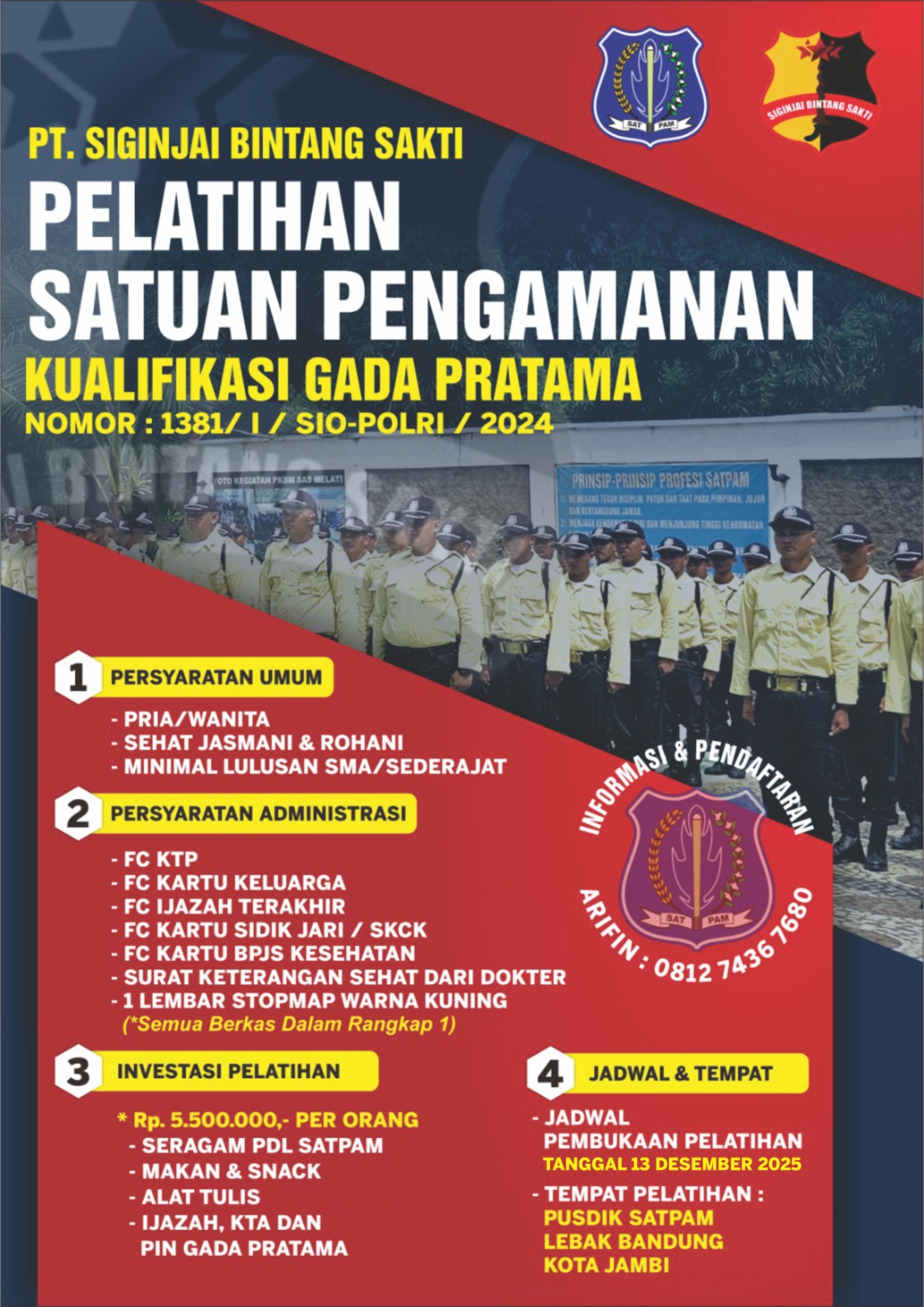 Siginjai Bintang Sakti Buka Pelatihan Gada Pratama Mulai 13 Desember 2025