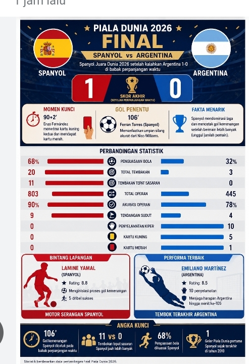 Persaingan Sengit! Spanyol Juara Dunia 2026 Usai Tumbangkan Argentina di Babak Tambahan Waktu