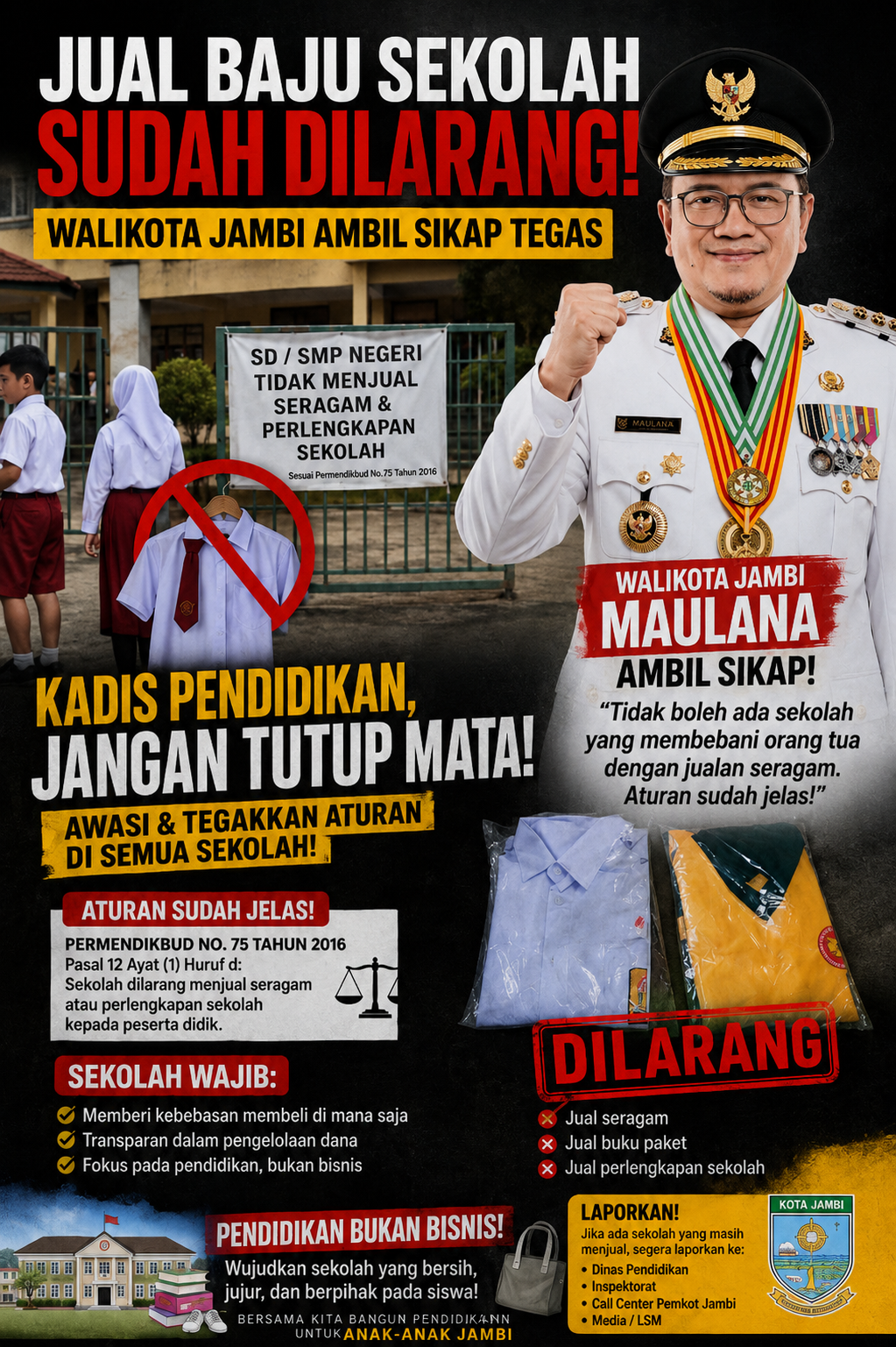 Larangan Penjualan Seragam Dipertanyakan, Wali Kota Maulana Diminta Turun Tangan