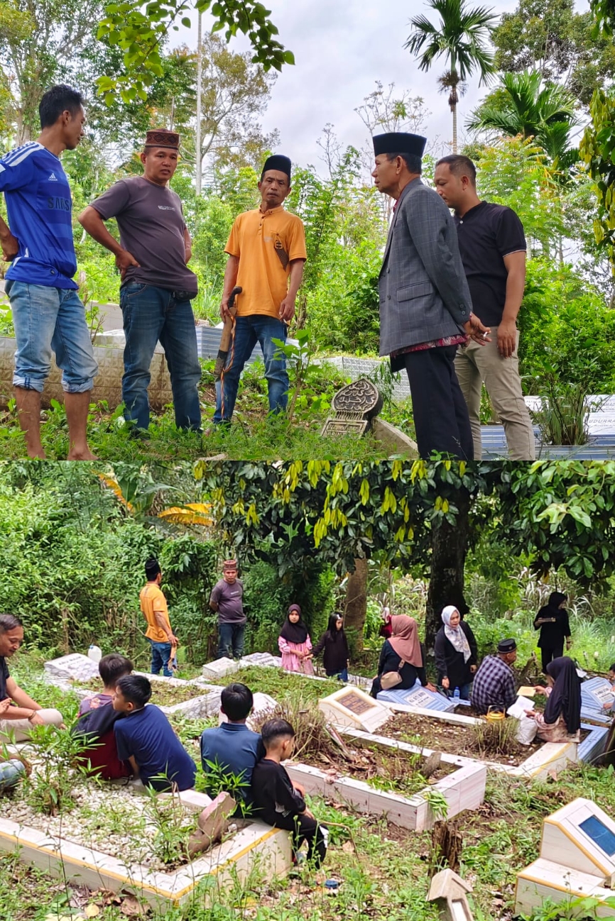 Ketua PWI Jambi, H.R. Ridwan Agus Dpt, Bersama Keluarga Besar Ziarahi dan Bersihkan Makam di Kampung Halaman