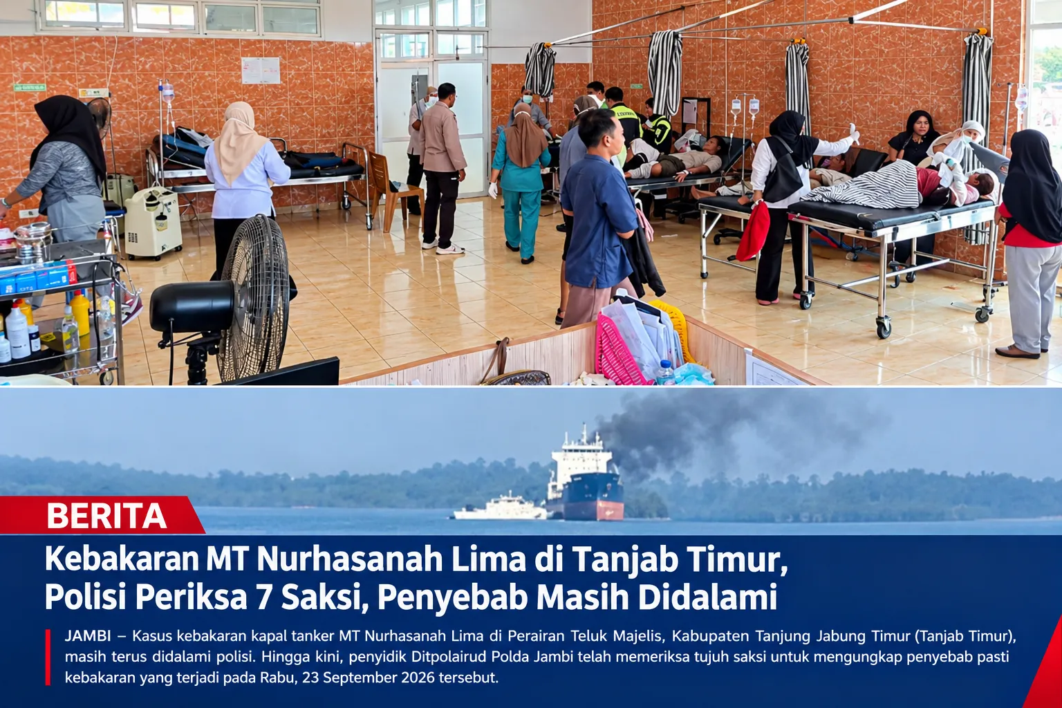 Kebakaran MT Nurhasanah Lima di Tanjab Timur, Polisi Periksa 7 Saksi