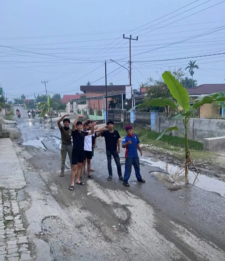 Pisang Tumbuh di Tengah Jalan Lubuk Suli, Pemuda Sentil Bupati dan DPRD Kerinci